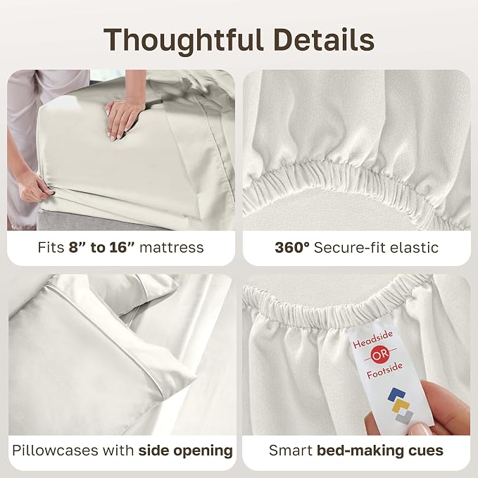 California Design Den Soft 100% Cotton King Sheet Set, 400 Thread Count Good - Image 6
