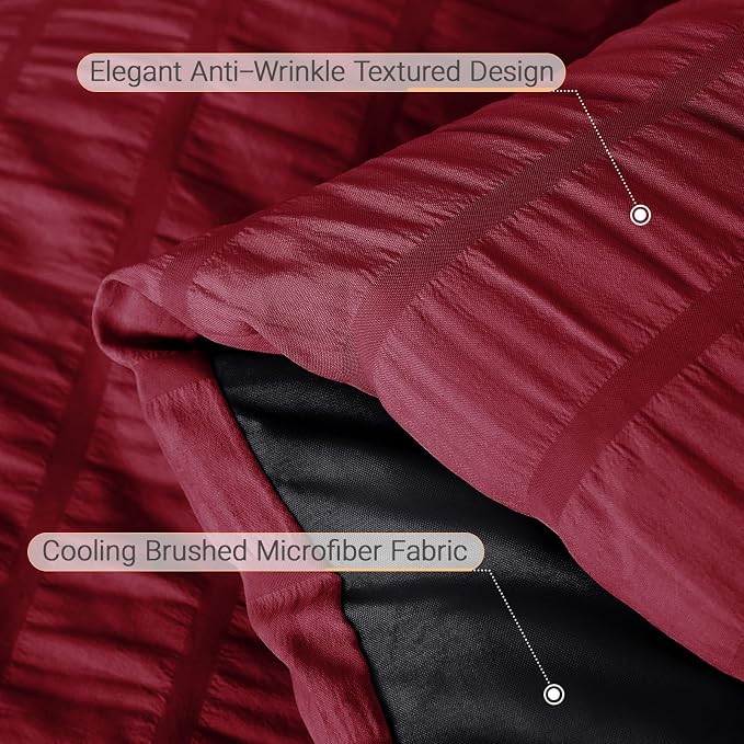 MUXHOMO 7 Pieces King Comforter Set, Seersucker Bed in a Bag King Size - Image 6