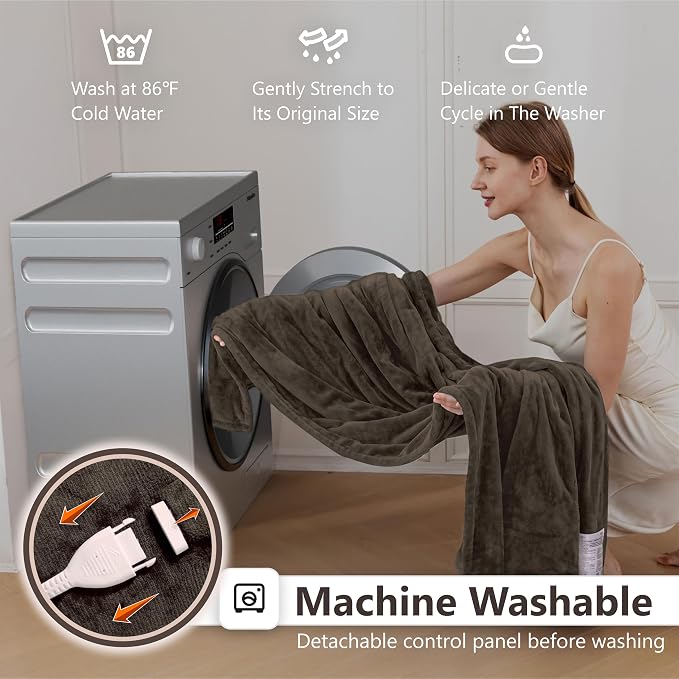 Wapaneus Foot Pocket Heated Blanket Electric Throw - Image 5
