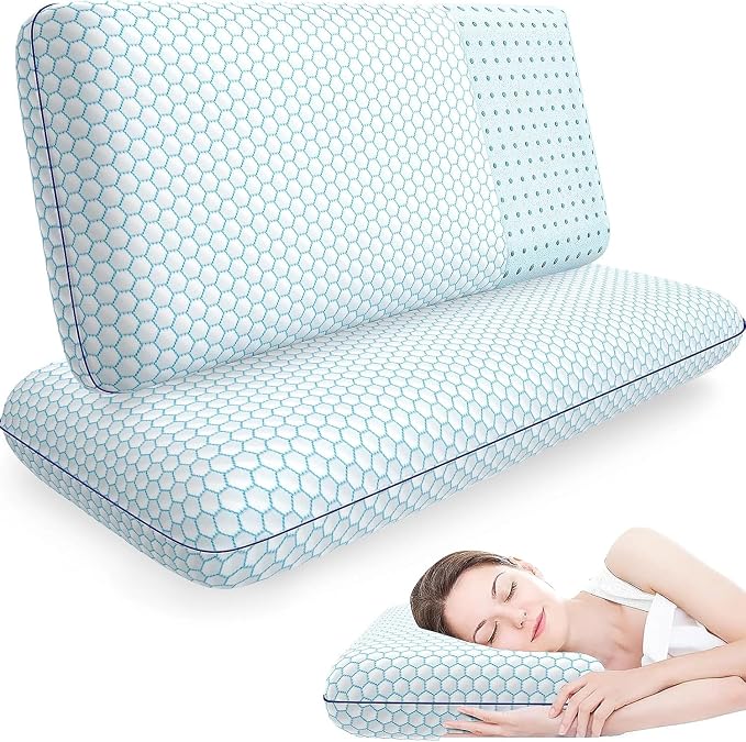 CushyOasis Memory Foam Pillows for Side, Back and Stomach Sleepers, Bed Pillow by CushyOasis
