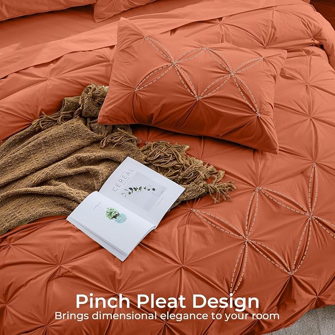 Sasttie King Size Comforter Set, 7-Piece Bed in a Bag, Pintuck Bedding Set - Image 4