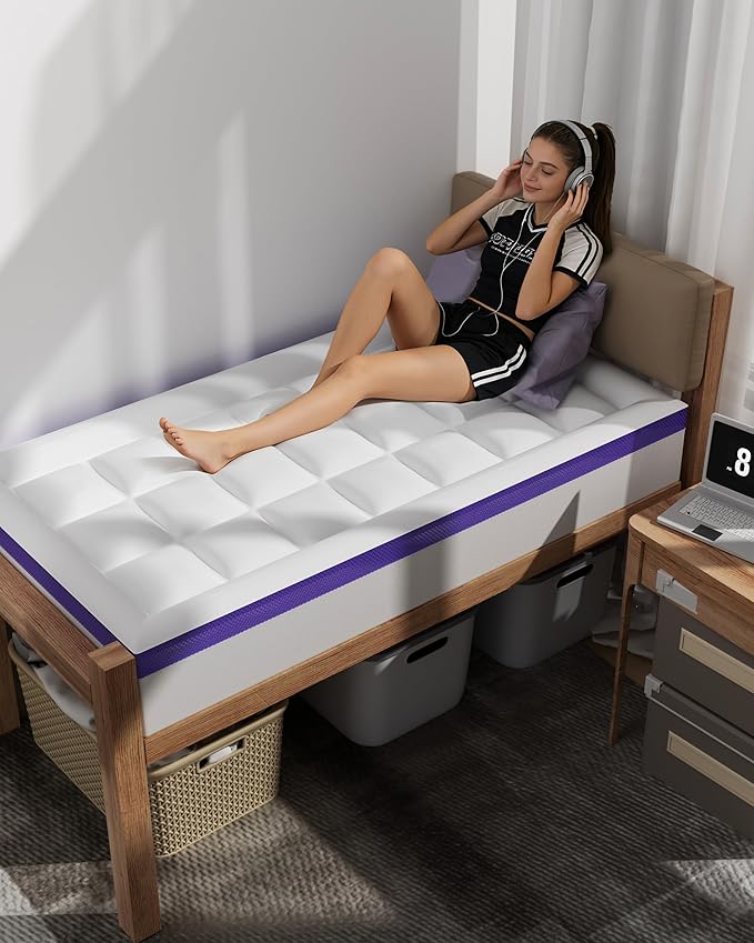 ChiXpace Dual Layer 4 Inch Memory Foam Mattress Topper Twin XL - Image 7
