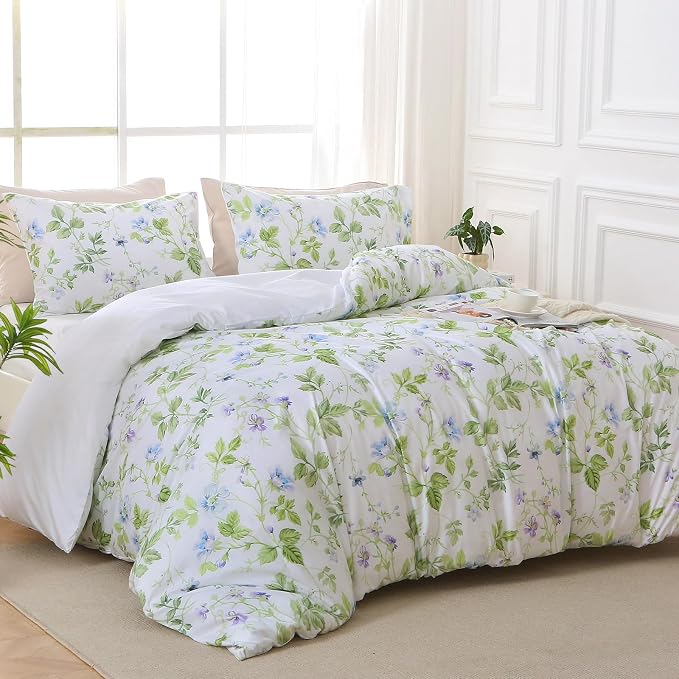 MUXHOMO Duvet Cover King Size, Reversible Floral Vintage Duvet Cover Set - Image 3