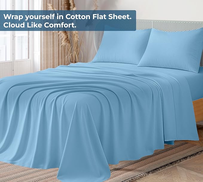 Royale Linens 100% Organic Cotton King Flat Sheet Only - Image 2