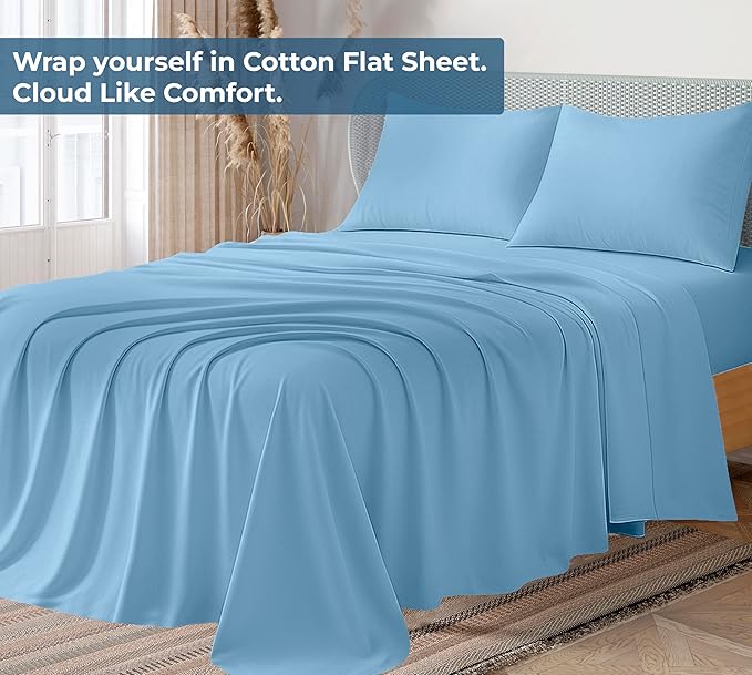 Royale Linens 100% Organic Cotton California King Flat Sheet Only - Image 2