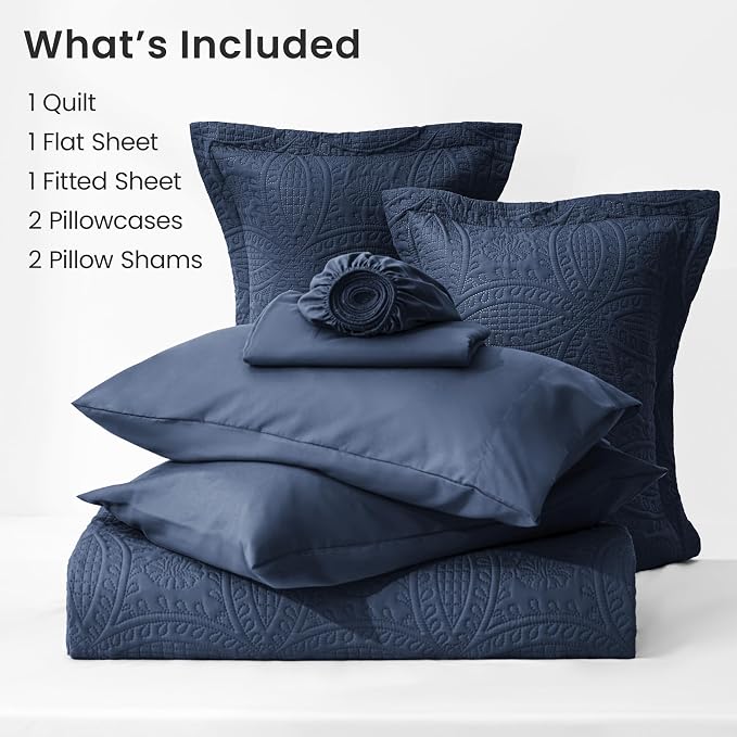 Love's cabin Queen Quilt Set Navy, Bed in a Bag Queen Size Bedding 7 Pieces - Image 7