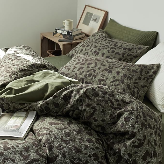 mixinni Leopard Duvet Cover Twin XL Size, Premium Yarn-Dyed Jacquard Cotton - Image 5
