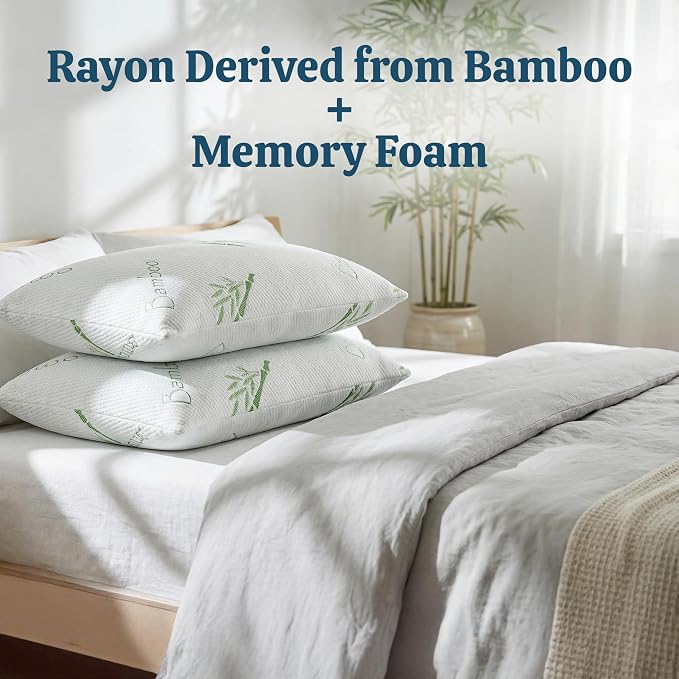OMEO 2 Pack Standard Size Rayon Derived from Bamboo Pillow - Image 5
