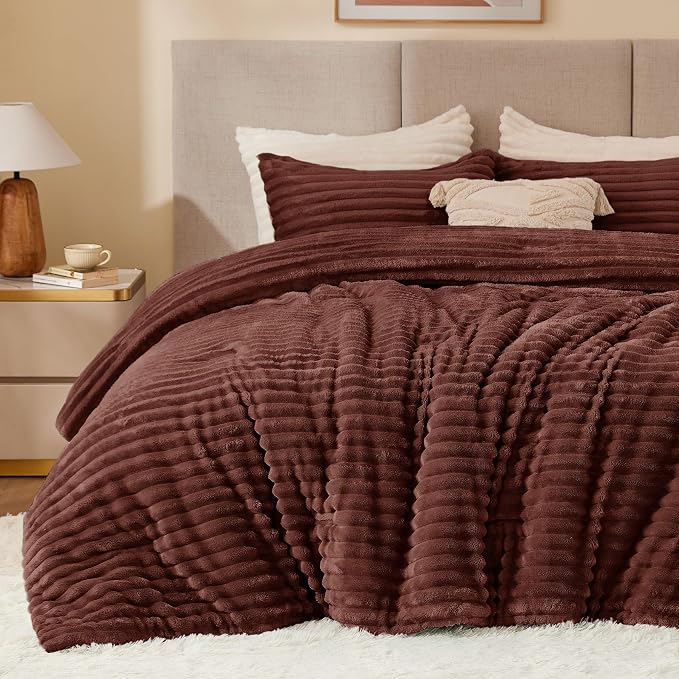 BEDELITE Fleece King Comforter Set -Super Soft & Warm Fluffy Hot Chotolate by BEDELITE