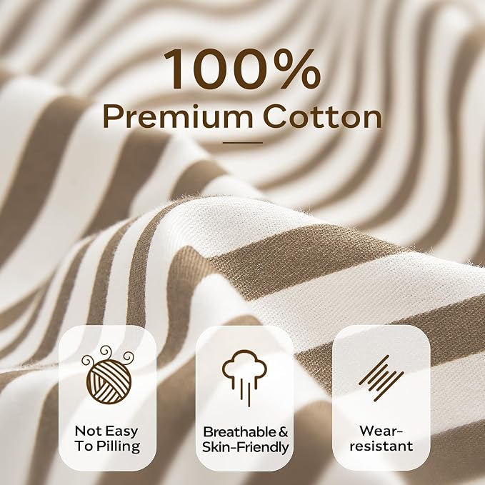 JELLYMONI 100% Natural Cotton Striped Duvet Cover Sets, - Image 3