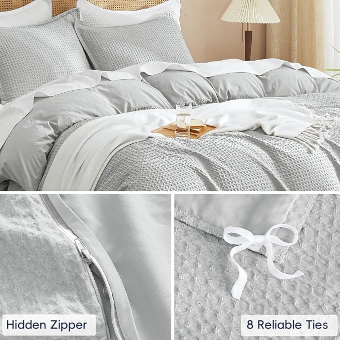 PHF Waffle Weave Duvet Cover California King, No Snagging Ultra Soft Luxury - Image 5