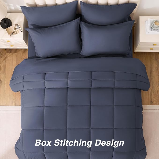 Love's cabin Twin XL Comforter Set Indigo Blue, 5 Pieces Twin XL Bed in a Bag - Image 4