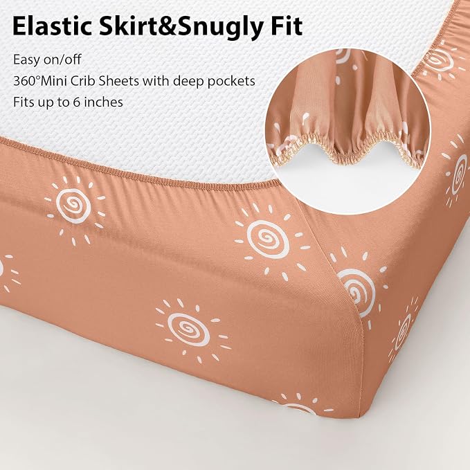 Baby Mini Crib Sheets Boy, Portable 38”x26” Pack and Play Sheets Fitted - Image 7