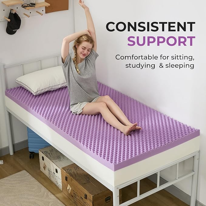 SINWEEK 3 Inch Egg Crate Memory Foam Mattress Topper Twin XL, Twin Extra Long - Image 3