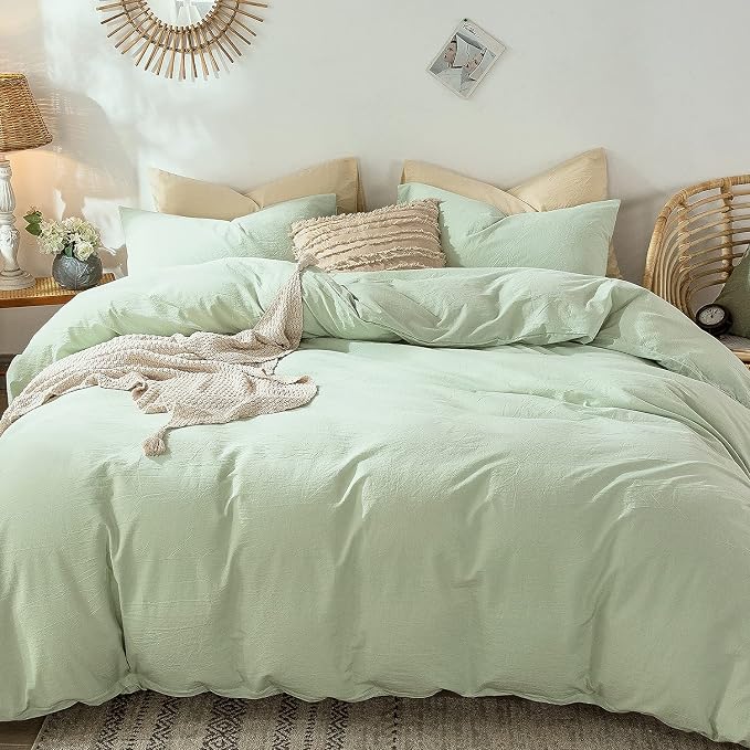 MooMee Bedding Duvet Cover Set 100% Washed Cotton Linen Like Textured - Image 3