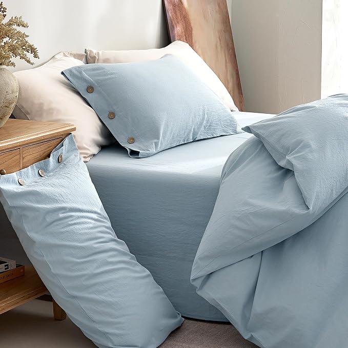 JELLYMONI 100% Washed Cotton Duvet Cover Queen – Soft, Breathable Linen-Look - Image 9
