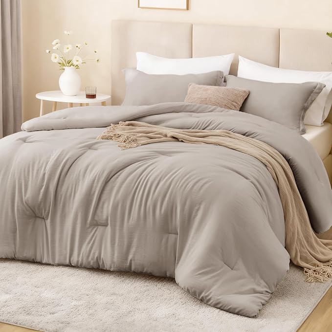 Love's cabin Burlwood Full Comforter Set, 3-Piece Prewashed Bed Set by Lovescabin