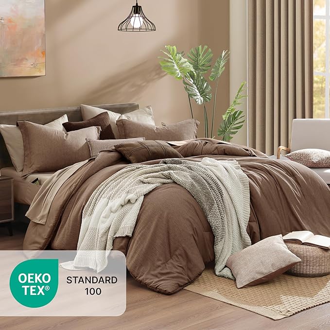 Monbix King Size Comforter Set, King Comforter Set 7 Pieces, Cationic Dyeing - Image 4