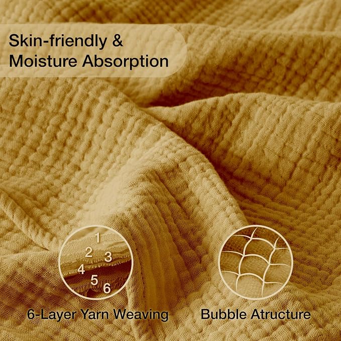 100% Cotton Muslin Blanket Large 50"x 70", 6 Layers Breathable and Lightweight - Image 6