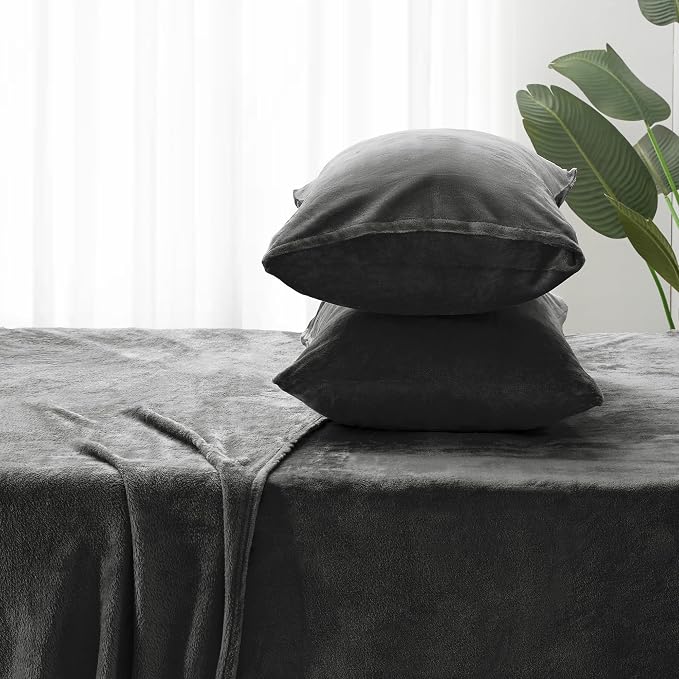 BEDELITE Flannel Sheets King Size Dark Grey - Image 7