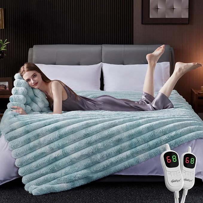 Heated Throw Blanket, Faux Fur Cozy Heating Blanket - Image 5
