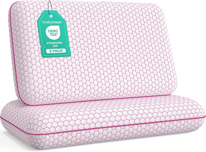 CushyOasis Memory Foam Pillows for Side, Back and Stomach Sleepers, Bed Pillow by CushyOasis