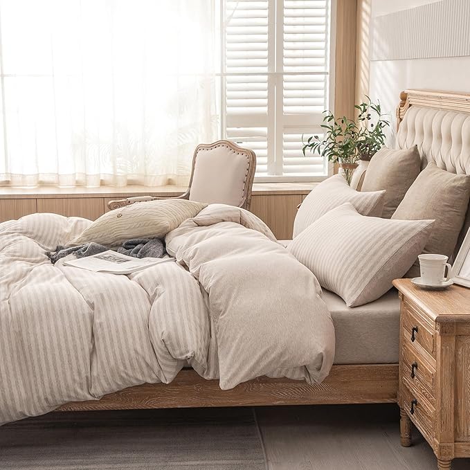 PURE ERA Jersey Knit Duvet Cover Set 100% T-Shirt Heather Cotton Super Soft by PUREERA