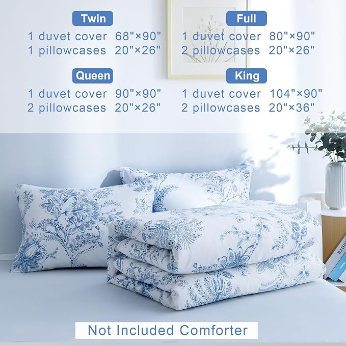 BOLINLIVING Floral Duvet Cover Full Size 3 Pieces, Flower Duvet Cover - Image 7