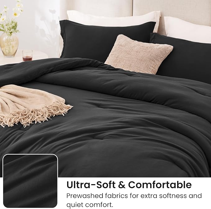 Love's cabin Black King Size Comforter Set, 3-Piece Prewashed Bed Set - Image 4