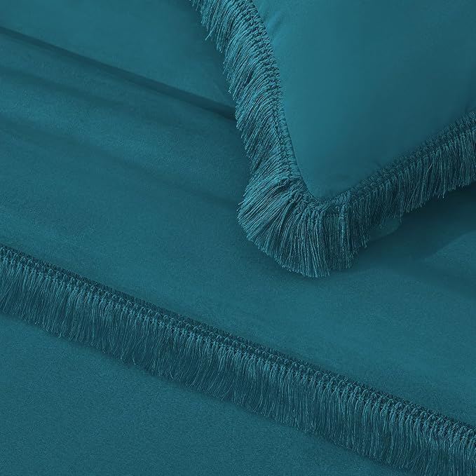 Andency Turquoise Comforter Twin Size, 2 Pieces Boho Teal Tassel Lightweight - Image 7