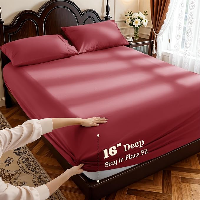 LBRO2M 1000 Thread Count 100% Egyptian Cotton Sheets Set Queen Size, 4 Piece - Image 4