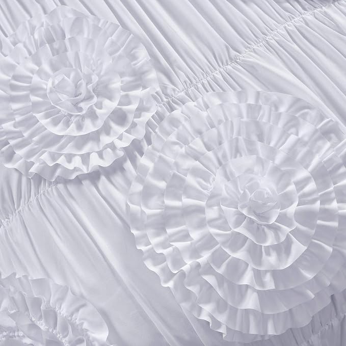Lush Décor Serena 3 Piece Ruched Flower Comforter Set - Image 3