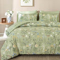 Yiran Sage Green Floral Comforter Set Queen Size, 7 Piece Botanical Comforter by Yiran