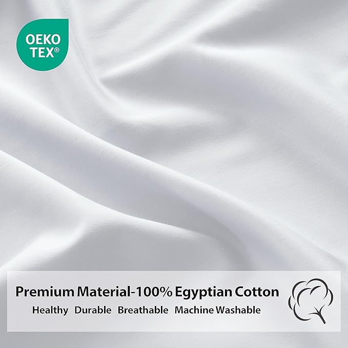 Full Size Fitted Sheet Only White, 100% Egyptian Cotton 600 Thread Count - Image 5