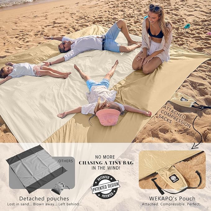WEKAPO Beach Blanket Sandproof Waterproof, Extra Large Beach Mat, Oversized & - Image 3