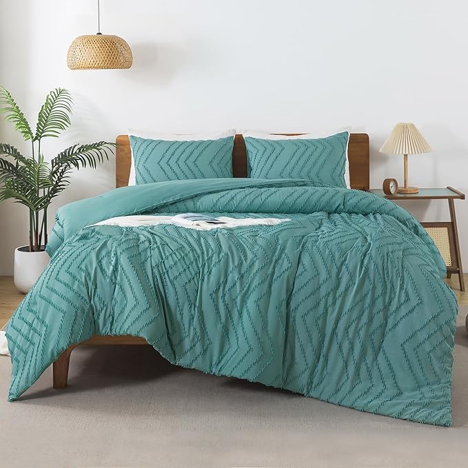 Andency Grayish Teal Comforter Set Full Size, Boho Soft Warm Bedding Comforter - Image 3