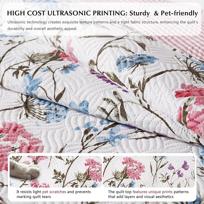 GOONE XL King Quilt Set 106"x96", Lightweight Spring & Summer Quilt Set - Image 7