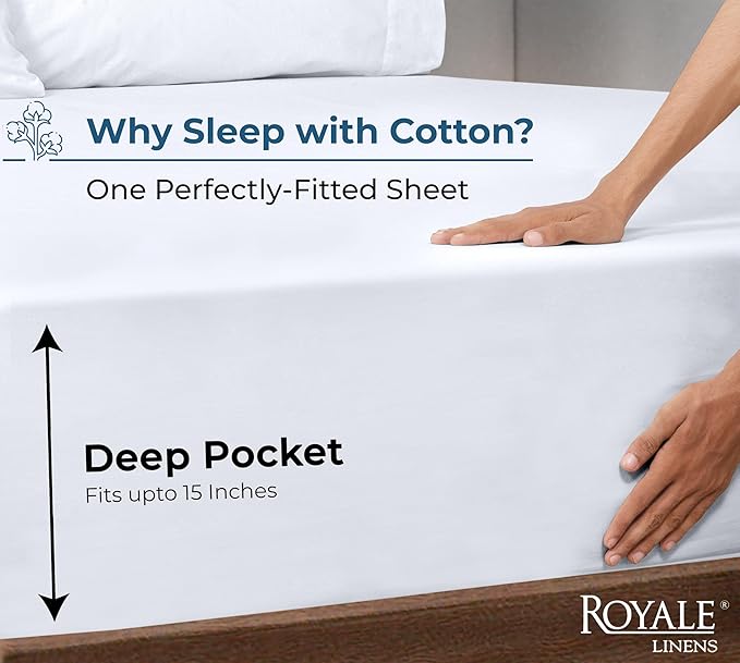 Royale Linens 100% Organic Cotton Fitted Sheet - Image 2