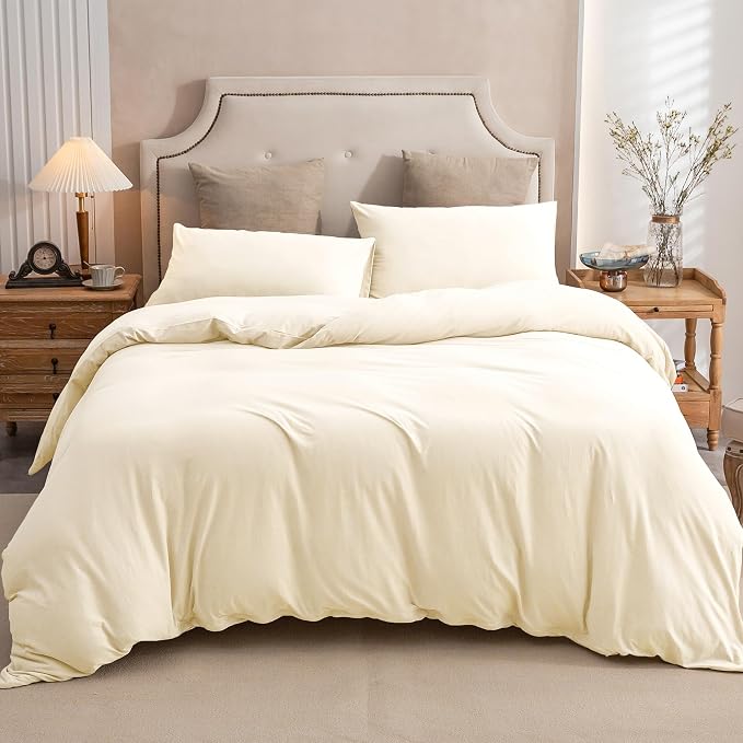 PURE ERA Jersey Knit Duvet Cover Set 100% T-Shirt Cotton Super Soft Comfy 3pc - Image 5