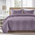 FLYMME Twin Quilt Set, Lightweight Grayish Purple Bedspreads, Basket Weave by FLYMME