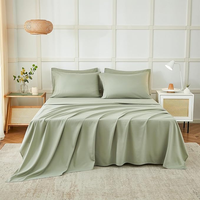ILAVANDE Sage King Size Sheets Set 6 Piece, Super Soft 1800 Series Microfiber - Image 2