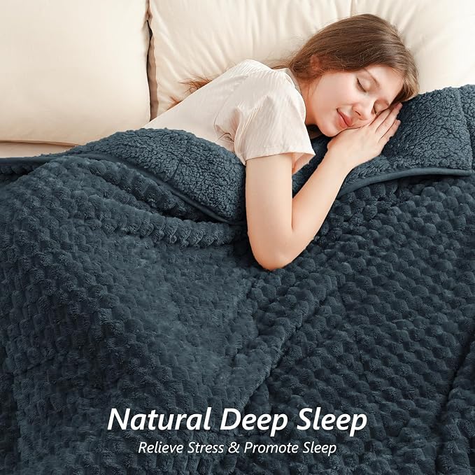 Mr. Sandman Weighted Blankets for Adults Queen Size 15lbs, Warm Sherpa Fleece - Image 4
