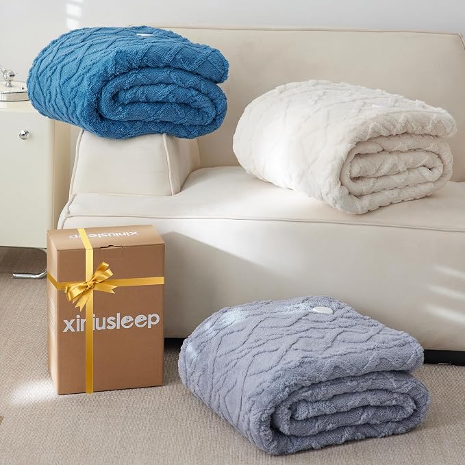 Heated Blanket Electric Blanket 62"x84", Soft Taffeta Sherpa Electric Throw - Image 7