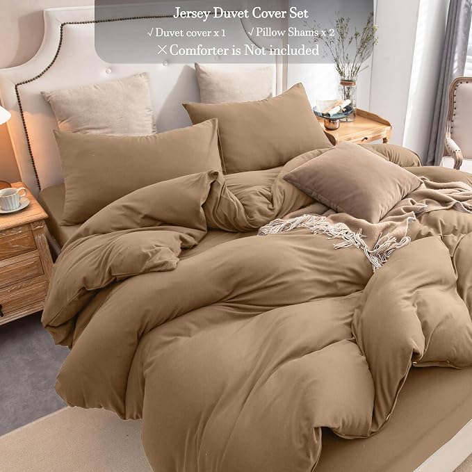 PURE ERA Jersey Knit Duvet Cover Set 100% T-Shirt Cotton Super Soft Comfy 3pc - Image 2