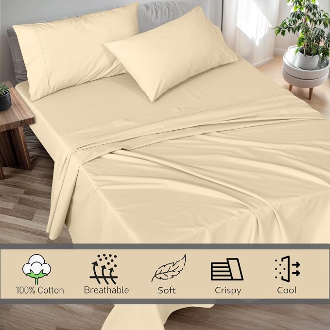 RUVANTI 100% Cotton Sheets – Twin XL Size Percale Bedding, Cooling & Breathable - Image 3