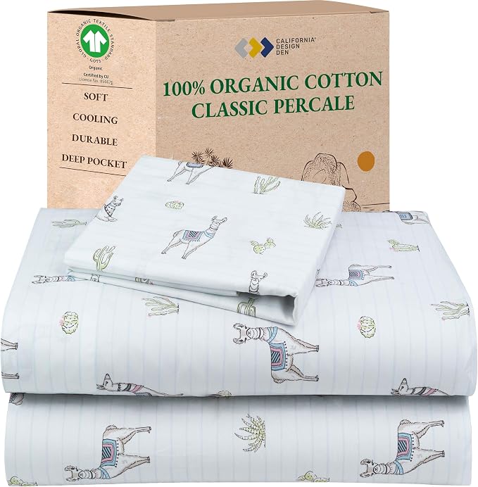 California Design Den Printed Twin Extra Long Sheet Set, 100% Organic Cotton by CaliforniaDesignDen