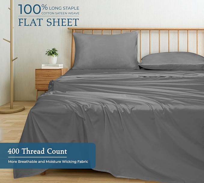 Royale Linen 400 Thread Count 100% American Grown Cotton Flat Sheet - Image 4