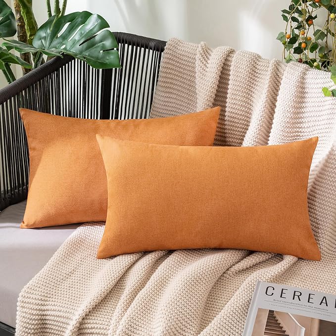 MIULEE Pack of 2 Decorative Outdoor Solid Waterproof Throw Pillow Covers Faux by MIULEE