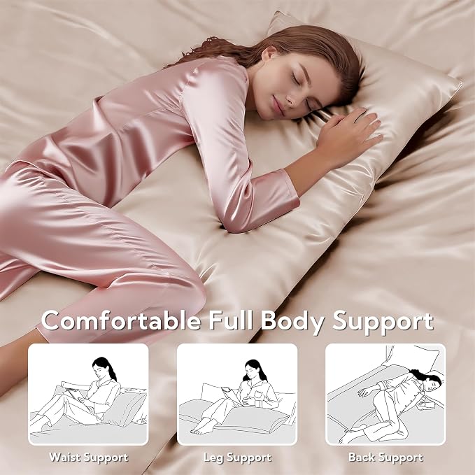MR&HM Satin Body Pillow Cover, Soft and Breathable Body Pillow Case - Image 5