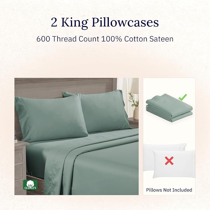 CALIFORNIA DESIGN DEN Luxuriously Soft Hotel Quality 600 Thread Count, 100% - Image 4